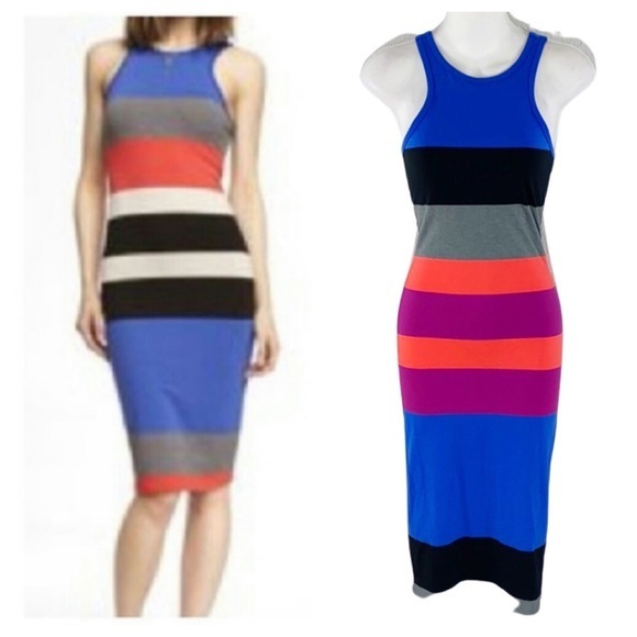 NWT Express multi stripe racerback tank dress - Picture 1 of 11